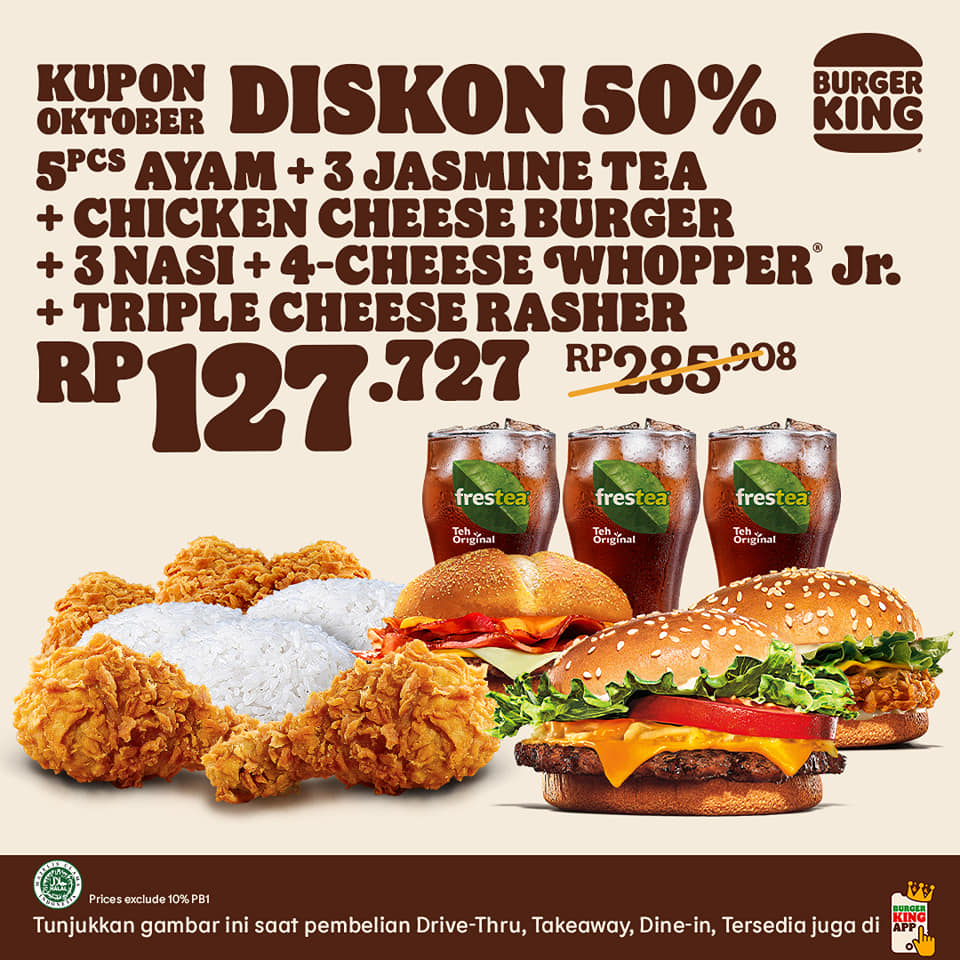 Promo Burger King Kupon Oktober Hemat Hingga 50%