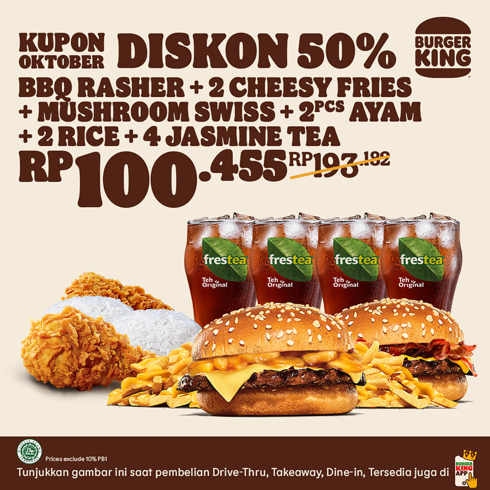 Promo Burger King Kupon Oktober Hemat Hingga 50%