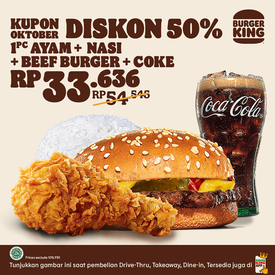 Promo Burger King Kupon Oktober Hemat Hingga 50%