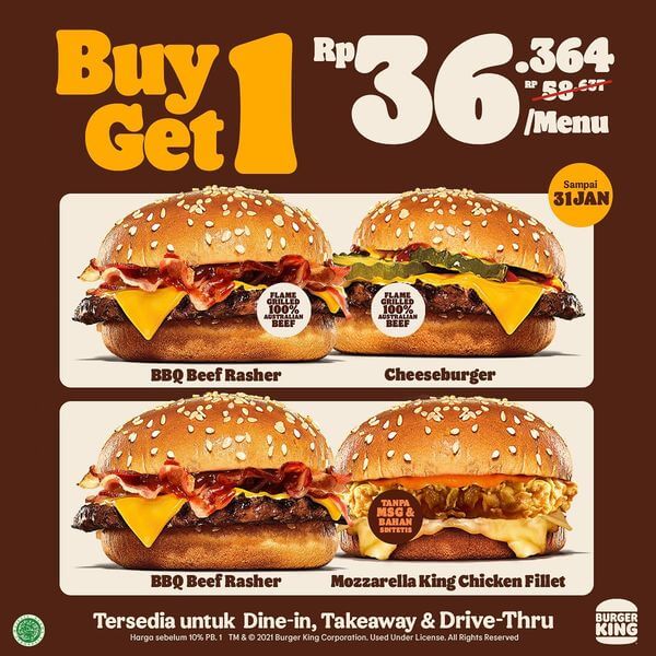 Promo Burger King Beli 1 Gratis 1