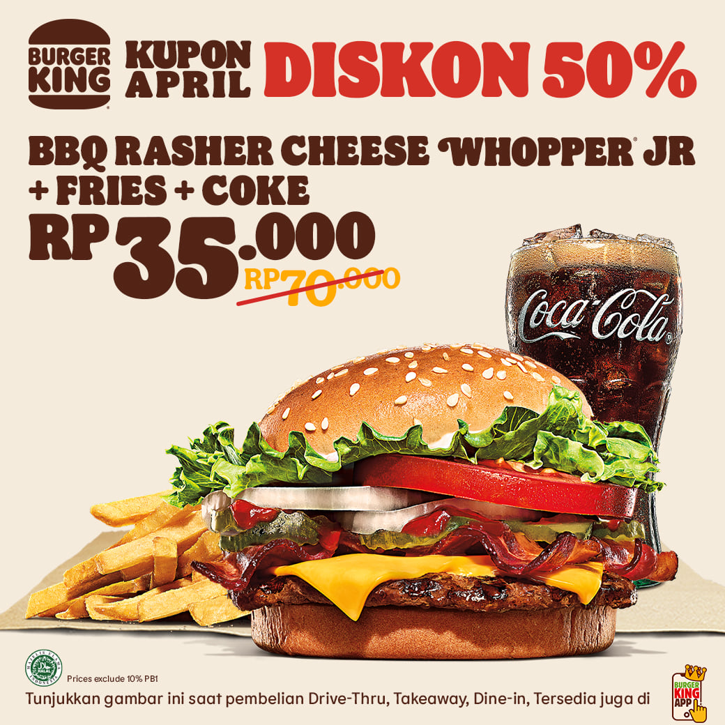 Promo Burger King Kupon April Hemat Hingga 50%