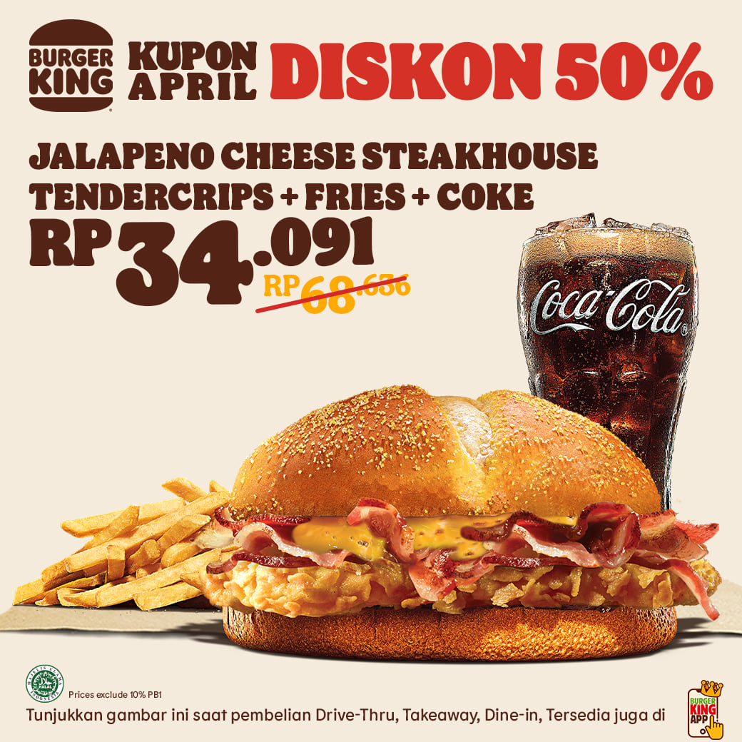 Promo Burger King Kupon April Hemat Hingga 50%