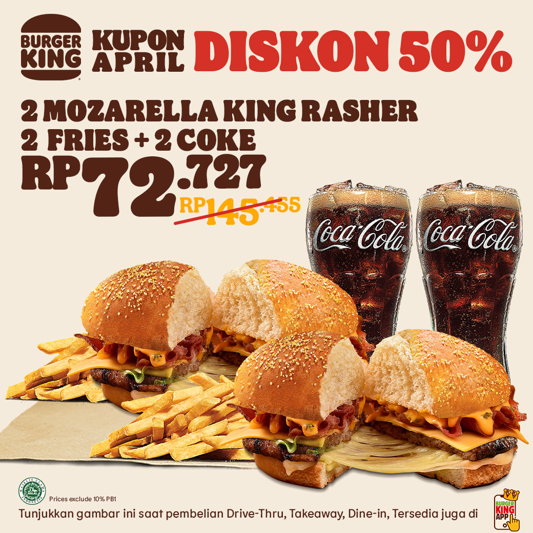 Promo Burger King Kupon April Hemat Hingga 50%