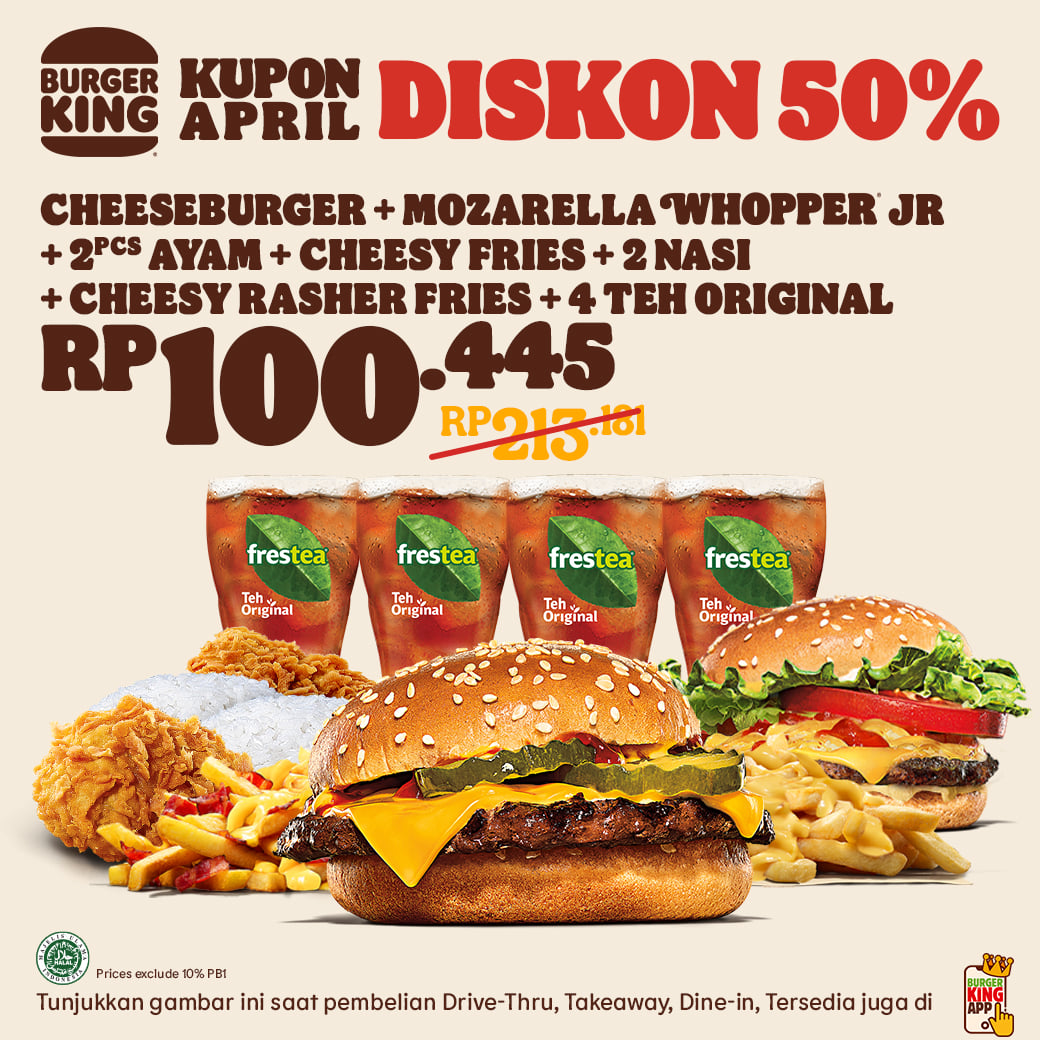 Promo Burger King Kupon April Hemat Hingga 50%
