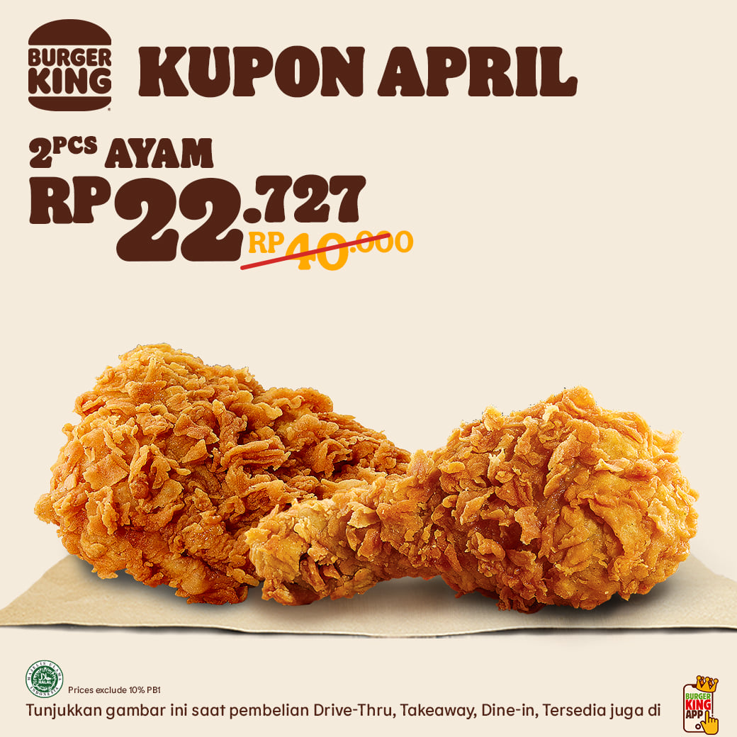 Promo Burger King Kupon April Hemat Hingga 50%
