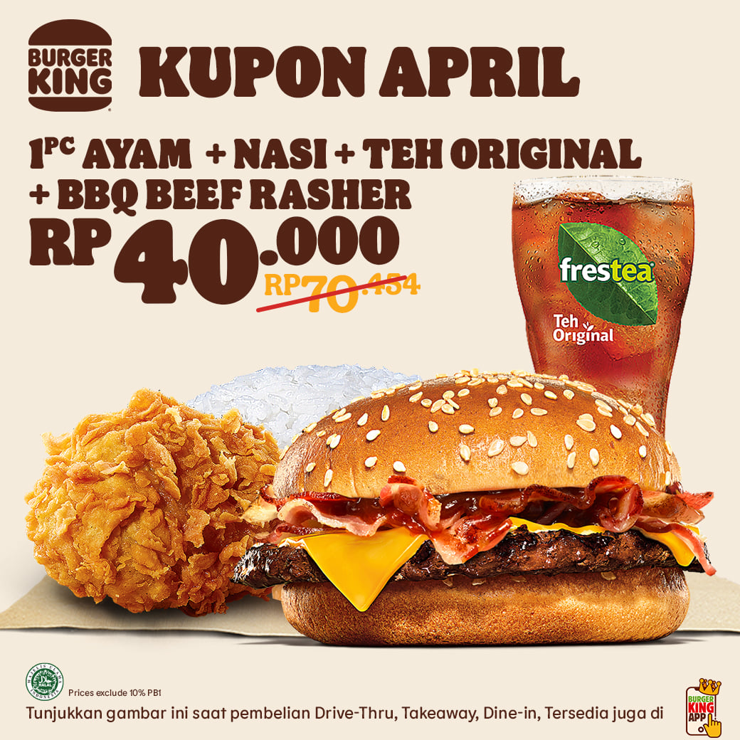 Promo Burger King Kupon April Hemat Hingga 50%