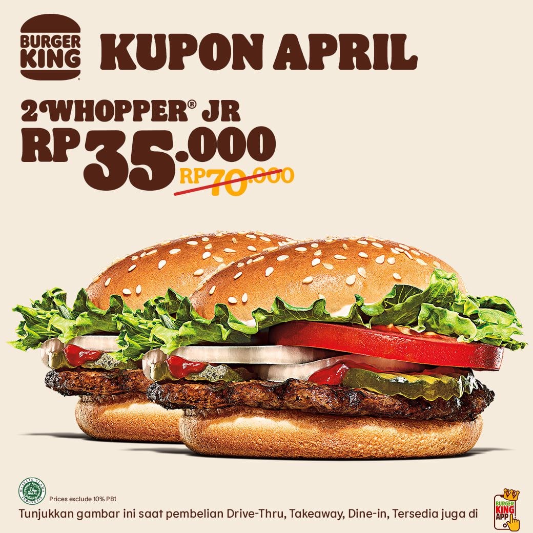 Promo Burger King Kupon April Hemat Hingga 50%