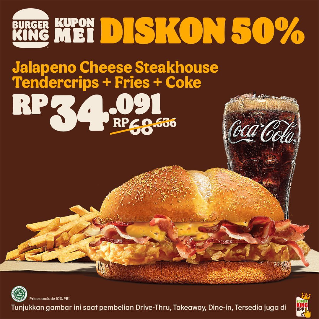 Promo Burger King Kupon Mei Hemat Hingga 50%