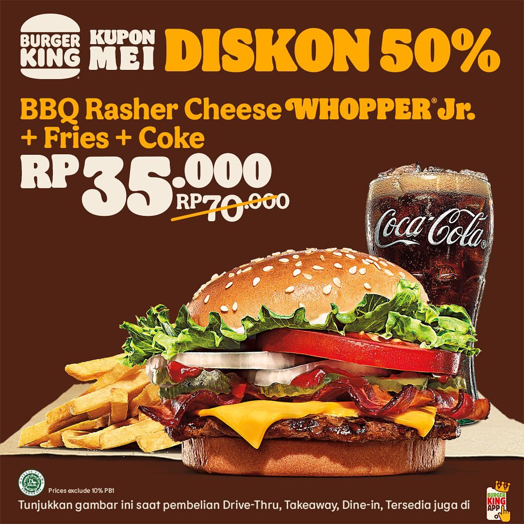 Promo Burger King Kupon Mei Hemat Hingga 50%