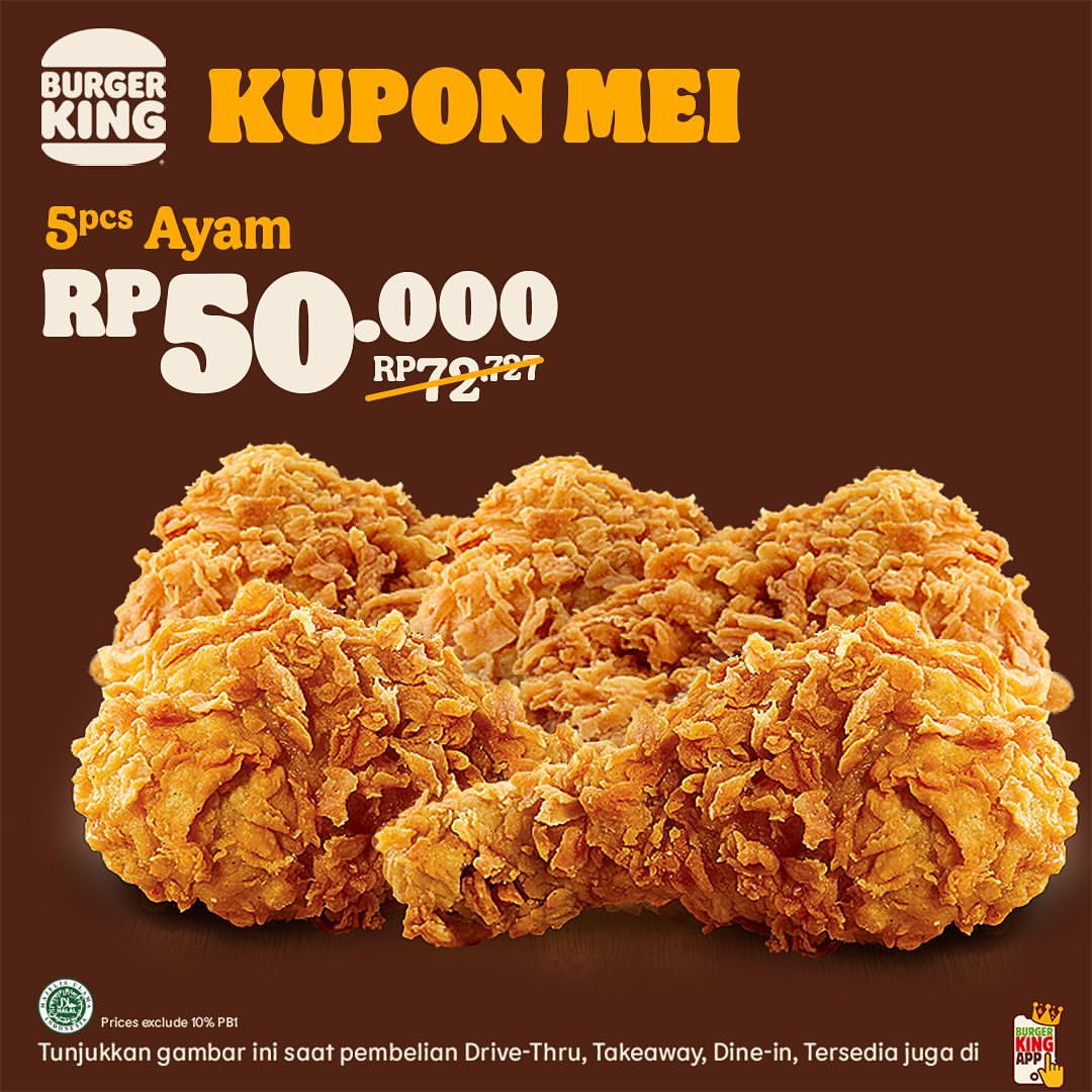 Promo Burger King Kupon Mei Hemat Hingga 50%