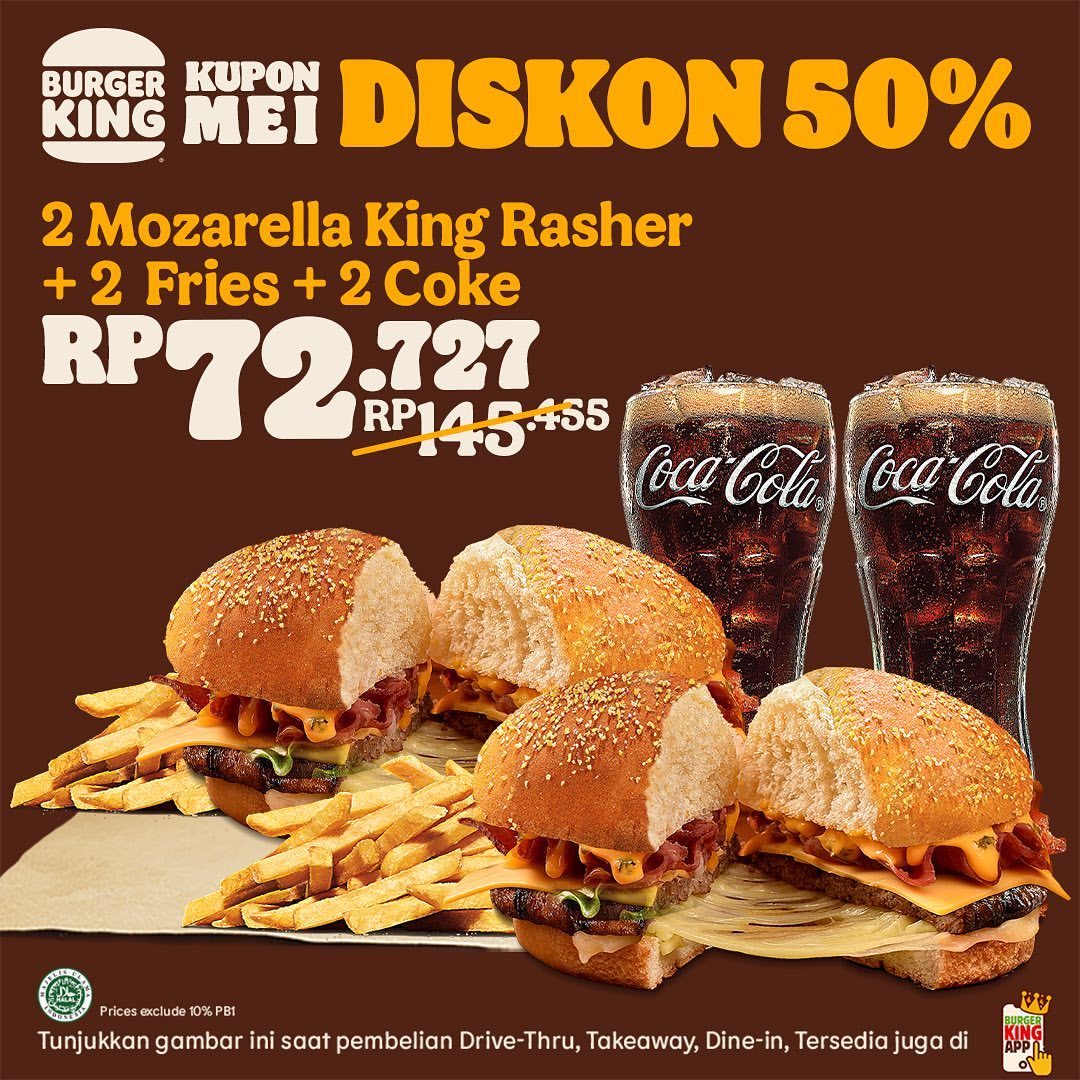 Promo Burger King Kupon Mei Hemat Hingga 50%