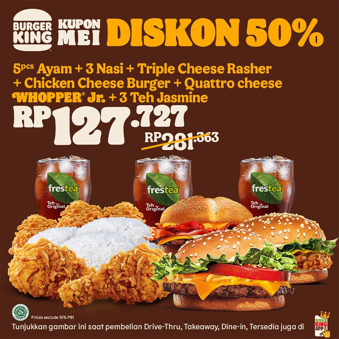 Promo Burger King Kupon Mei Hemat Hingga 50%