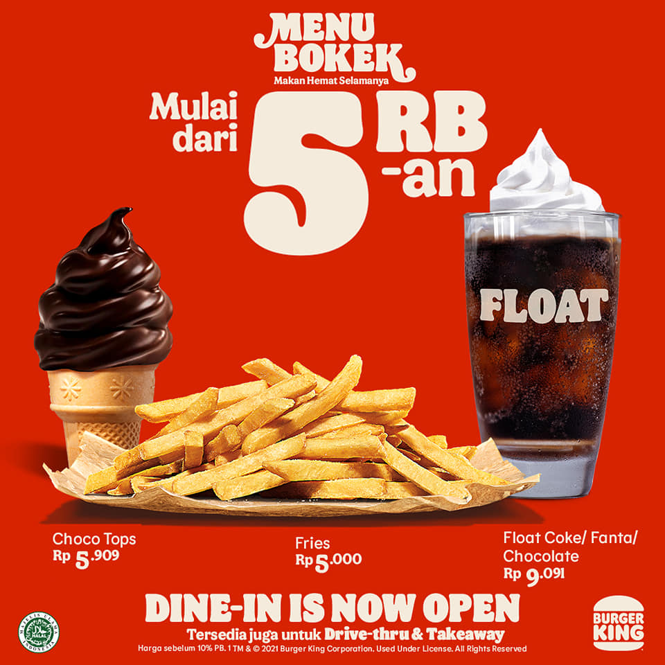 Promo Burger King Menu Bokek Mulai Rp5.000