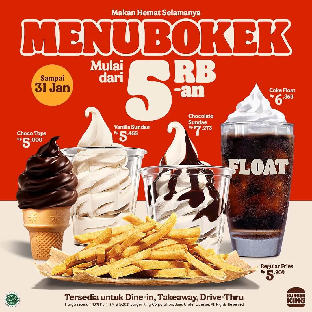 Promo Burger King Menu Bokek Mulai Rp5.000