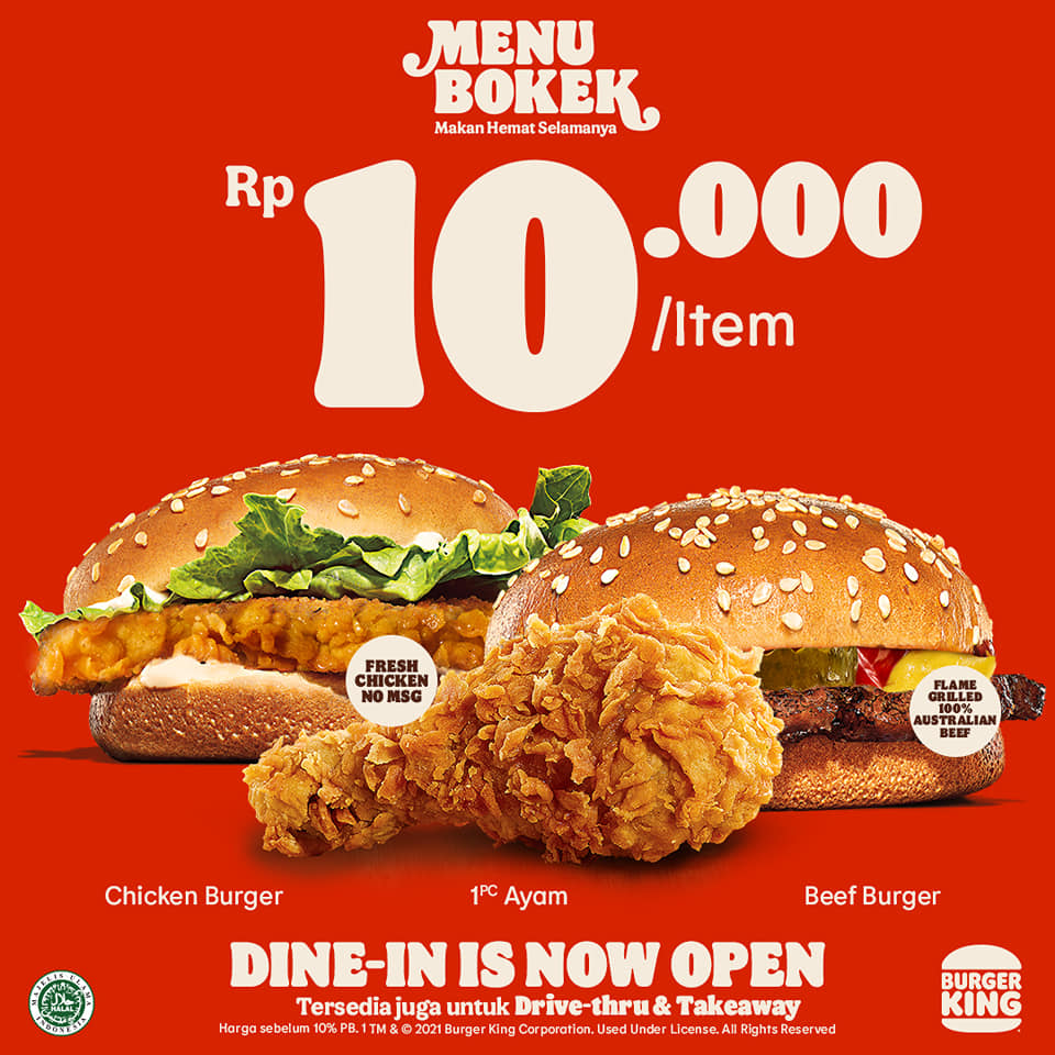 Promo Burger King Menu Bokek Mulai Rp5.000
