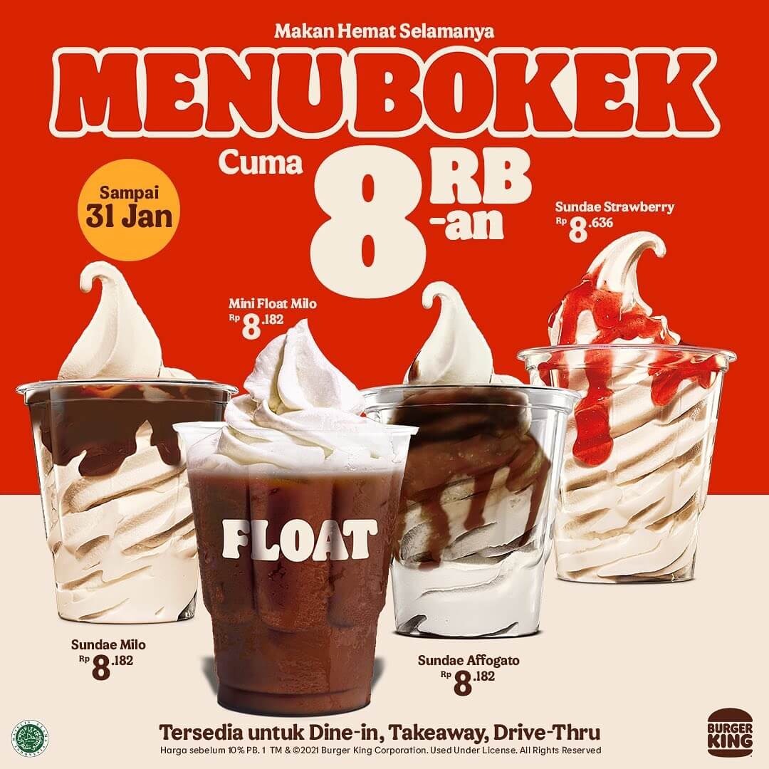Promo Burger King Menu Bokek Mulai Rp5.000