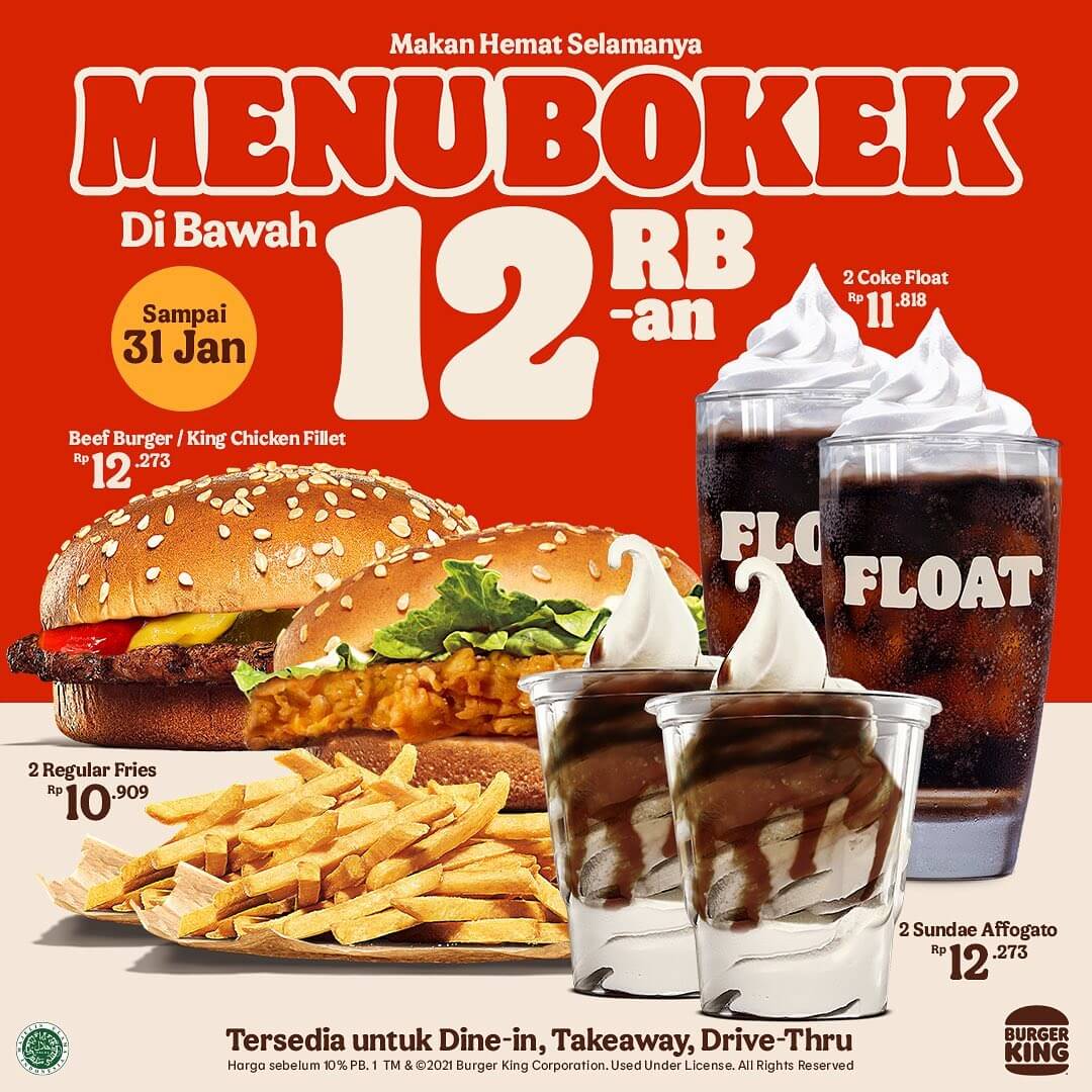Promo Burger King Menu Bokek Mulai Rp5.000