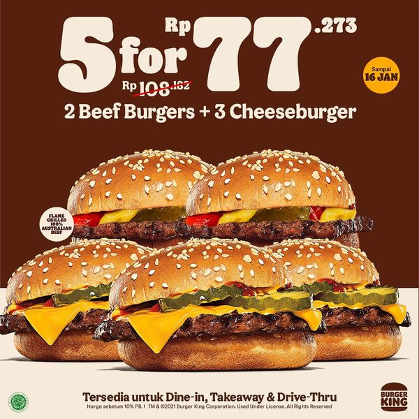 Promo Burger King Paket Spesial Mulai Rp77.273