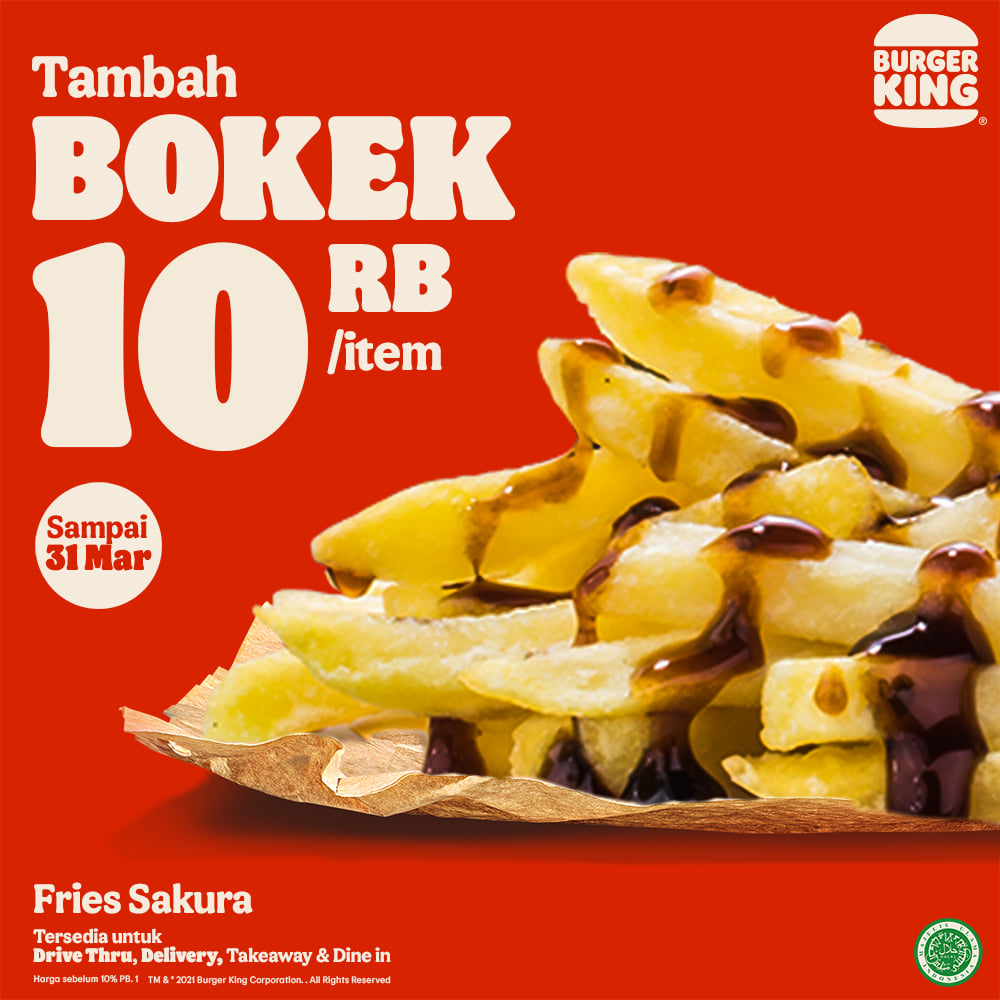 Promo Burger King Tambah Bokek Rp10.000