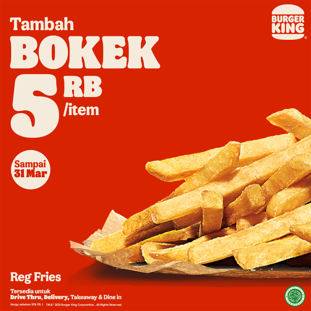 Promo Burger King Tambah Bokek Rp10.000
