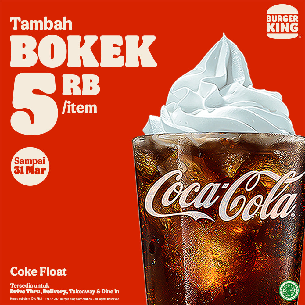 Promo Burger King Tambah Bokek Rp10.000