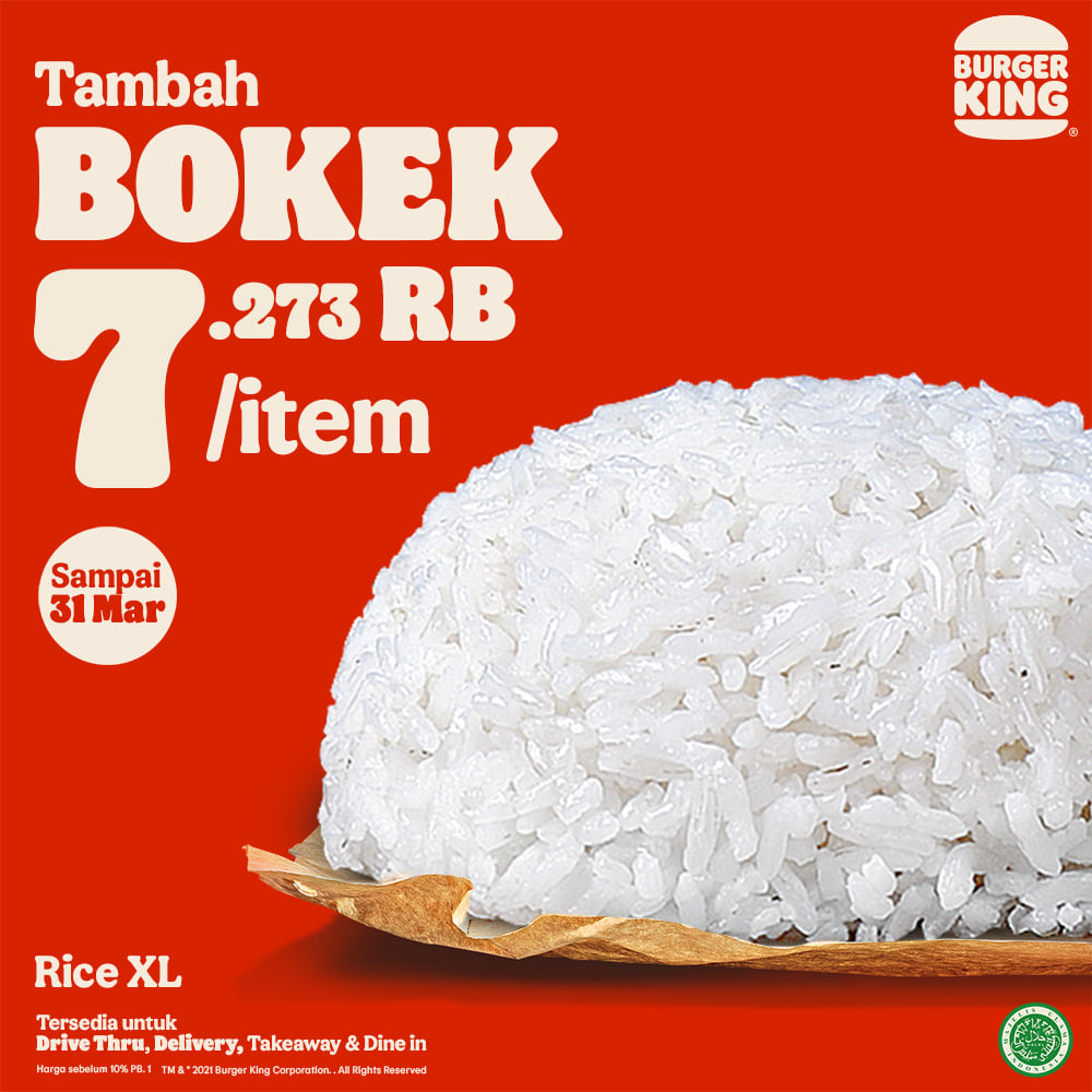 Promo Burger King Tambah Bokek Rp10.000