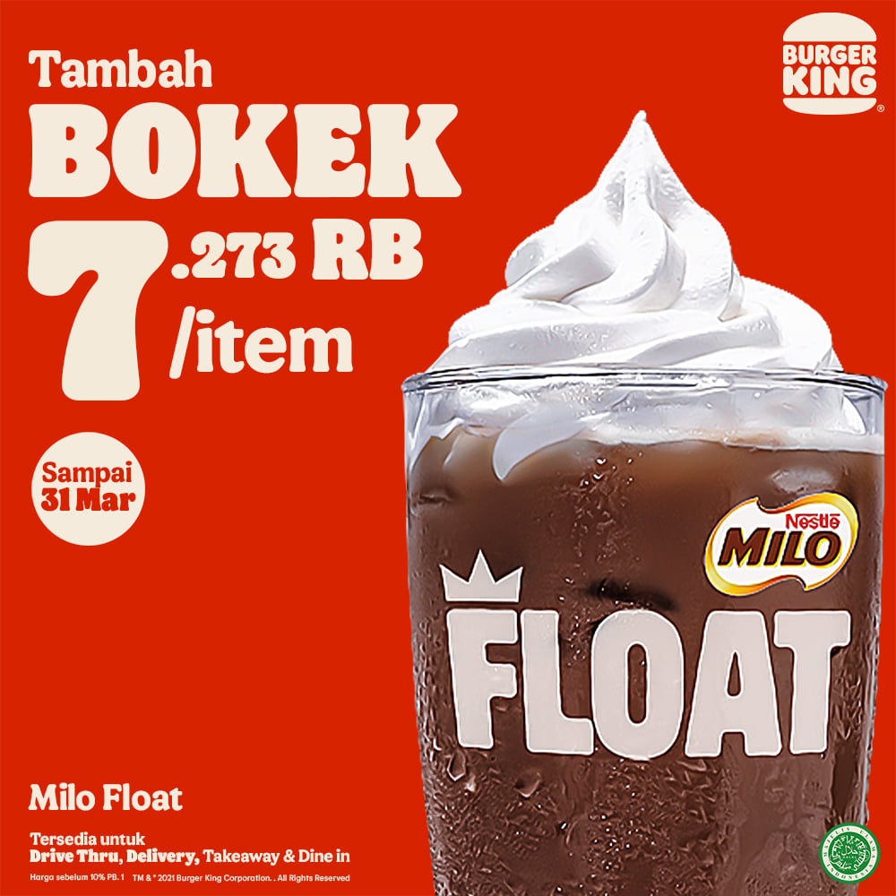 Promo Burger King Tambah Bokek Rp10.000