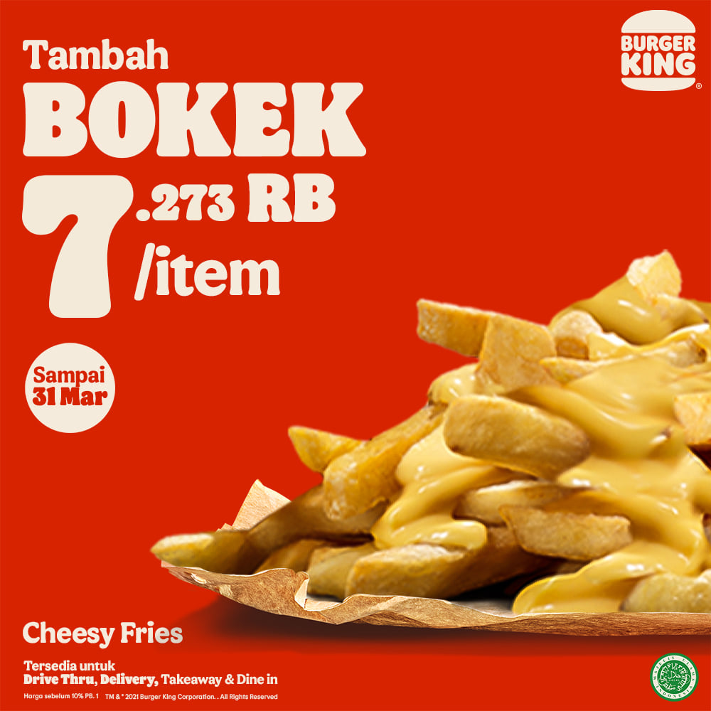 Promo Burger King Tambah Bokek Rp10.000
