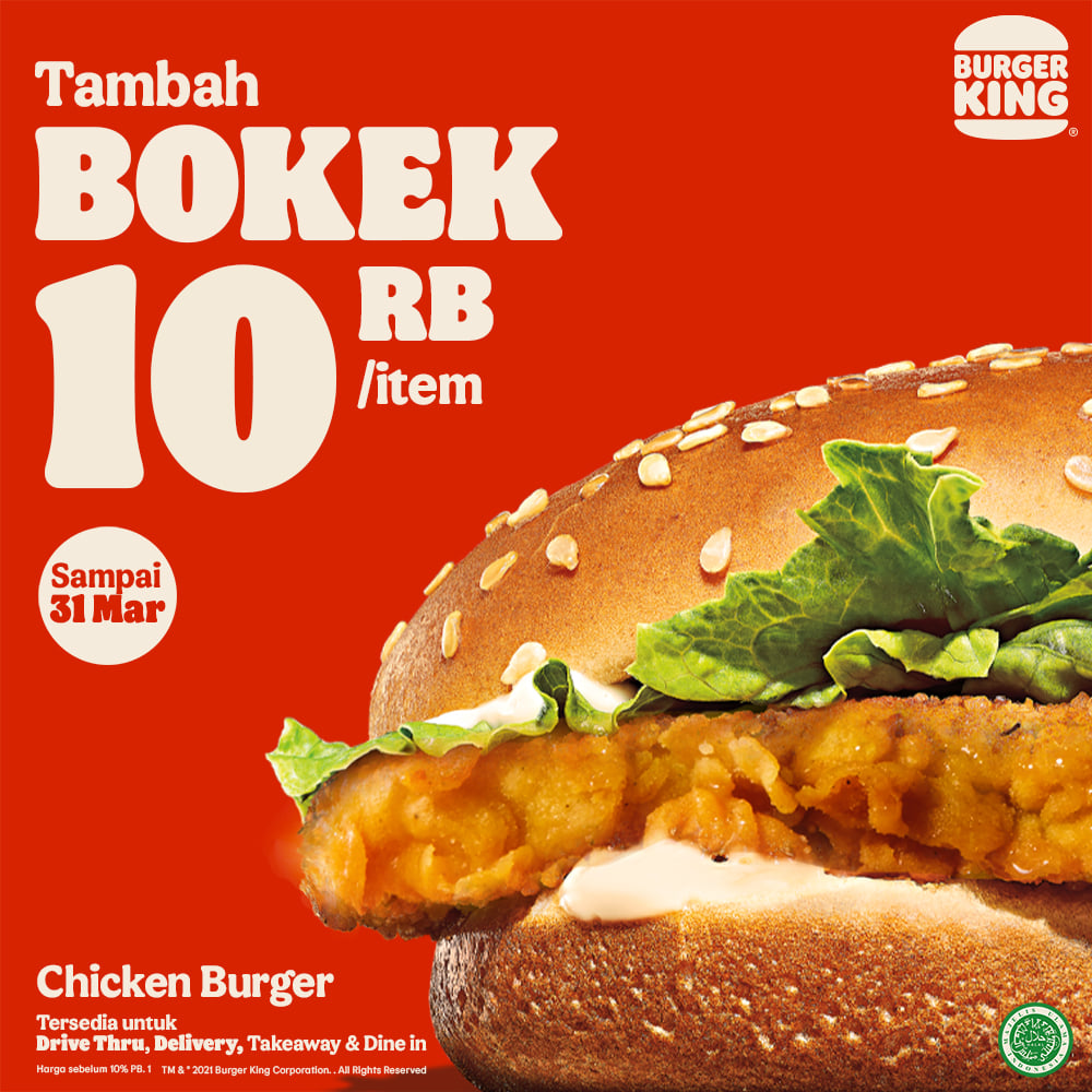 Promo Burger King Tambah Bokek Rp10.000