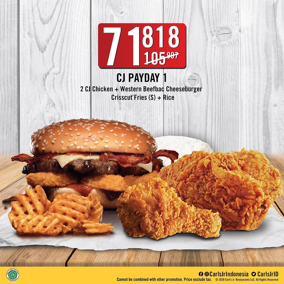 Promo Carl's Jr Harga Spesial Rp71.818 di GrabFood
