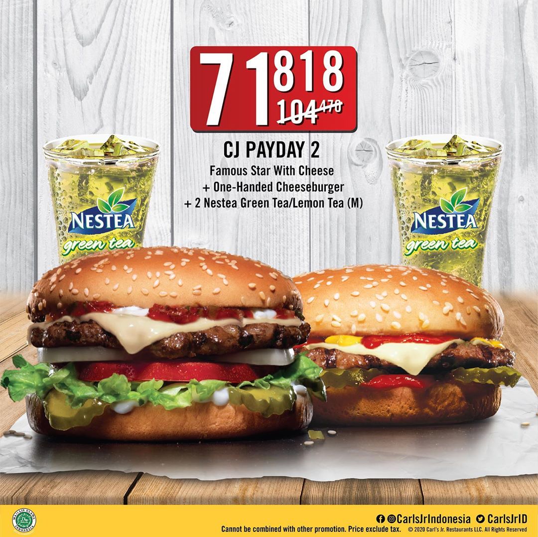Promo Carl's Jr Harga Spesial Rp71.818 di GrabFood