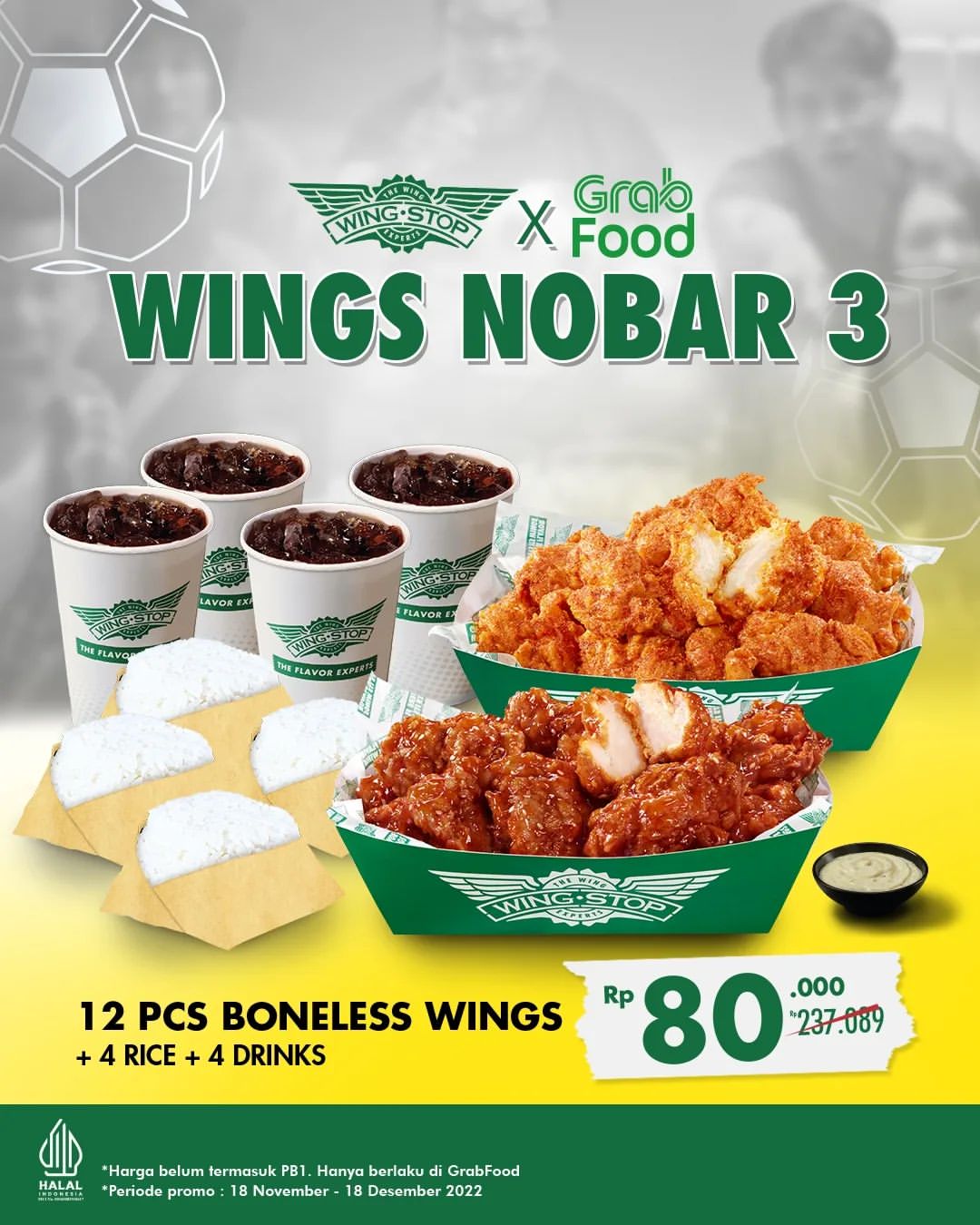 Promo Wingstop Paket Nobar Mulai Rp74.545 di GrabFood