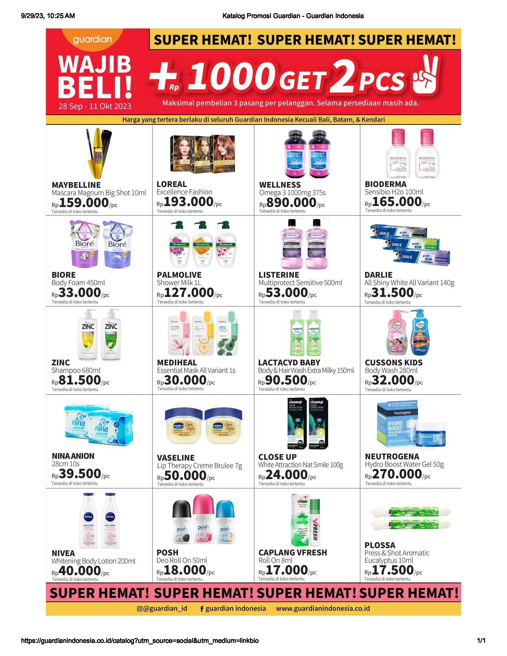 Katalog Promo Guardian Tambah Rp1000 Dapat 2