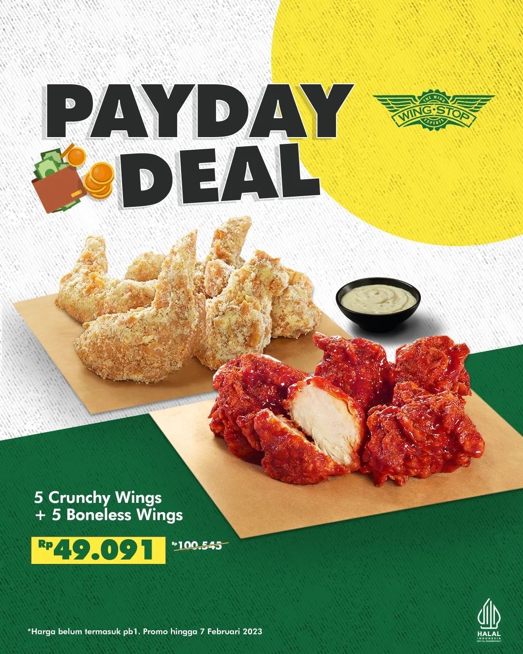 Promo Wingstop Payday Deal 5 Crunchy Wings Gratis 5 Boneless Wings Rp49.091