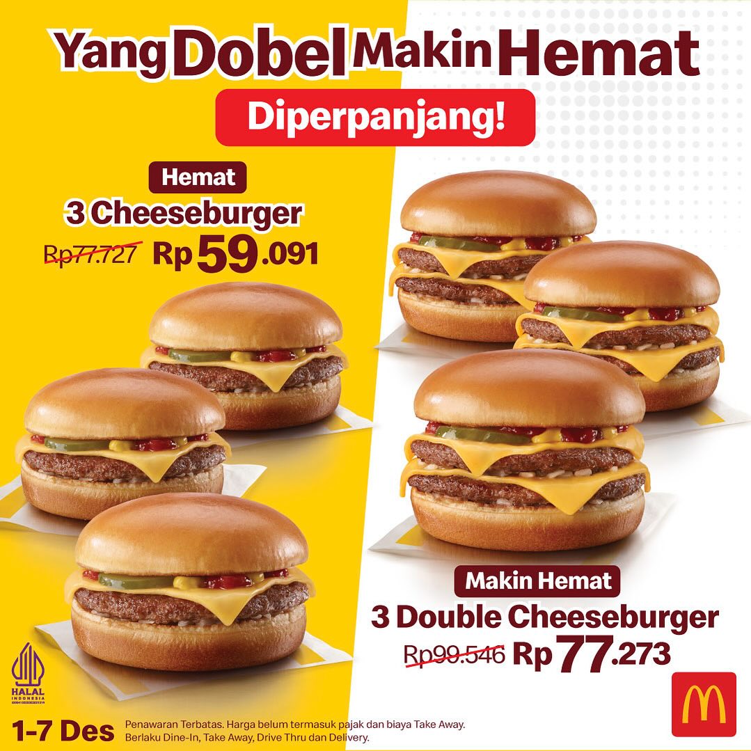 Promo McDonald's Cheeseburger Mulai Rp59.091