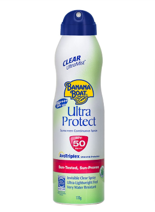 Banana Boat Clear UltraMist Ultra Protect Sunscreen Continuous Spray SPF50 UVB 170g