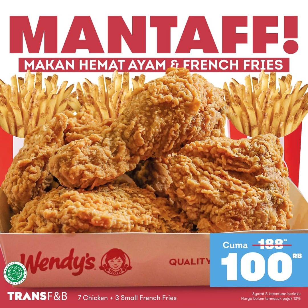 Promo Wendy's 7 Chicken + 3 Small French Fries Rp100.000